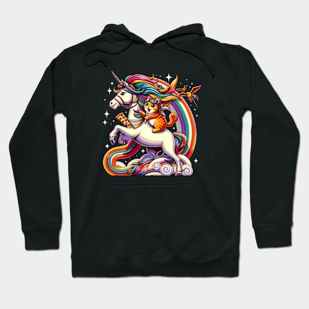 Pizza Unicorn and Cat Lover, Love Eating Pizza Hoodie by dukito
